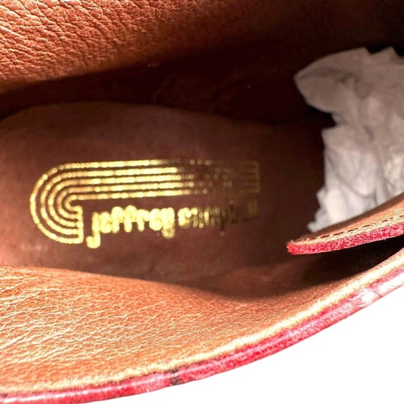 jeffrey campbell burgundy Croc Embossed Leather block heel Bootie sz 6 witchy - Picture 9 of 10